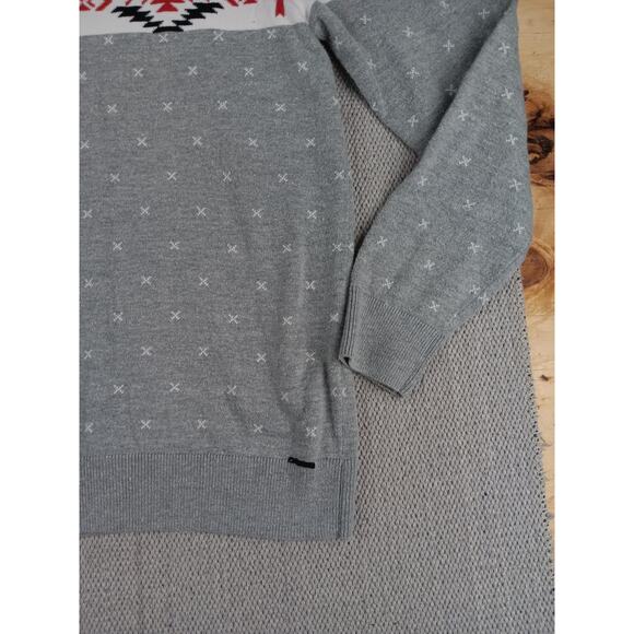 On the Bias Southwest Holiday Sweater Mens Medium Gray Deer Ribbed Long Sleeve - Picture 3 of 14